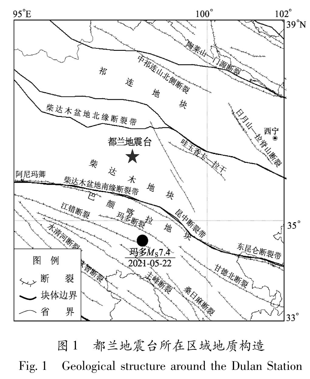 图1 都兰地震台所在区域地质构造<br/>Fig.1 Geological structure around the Dulan Station