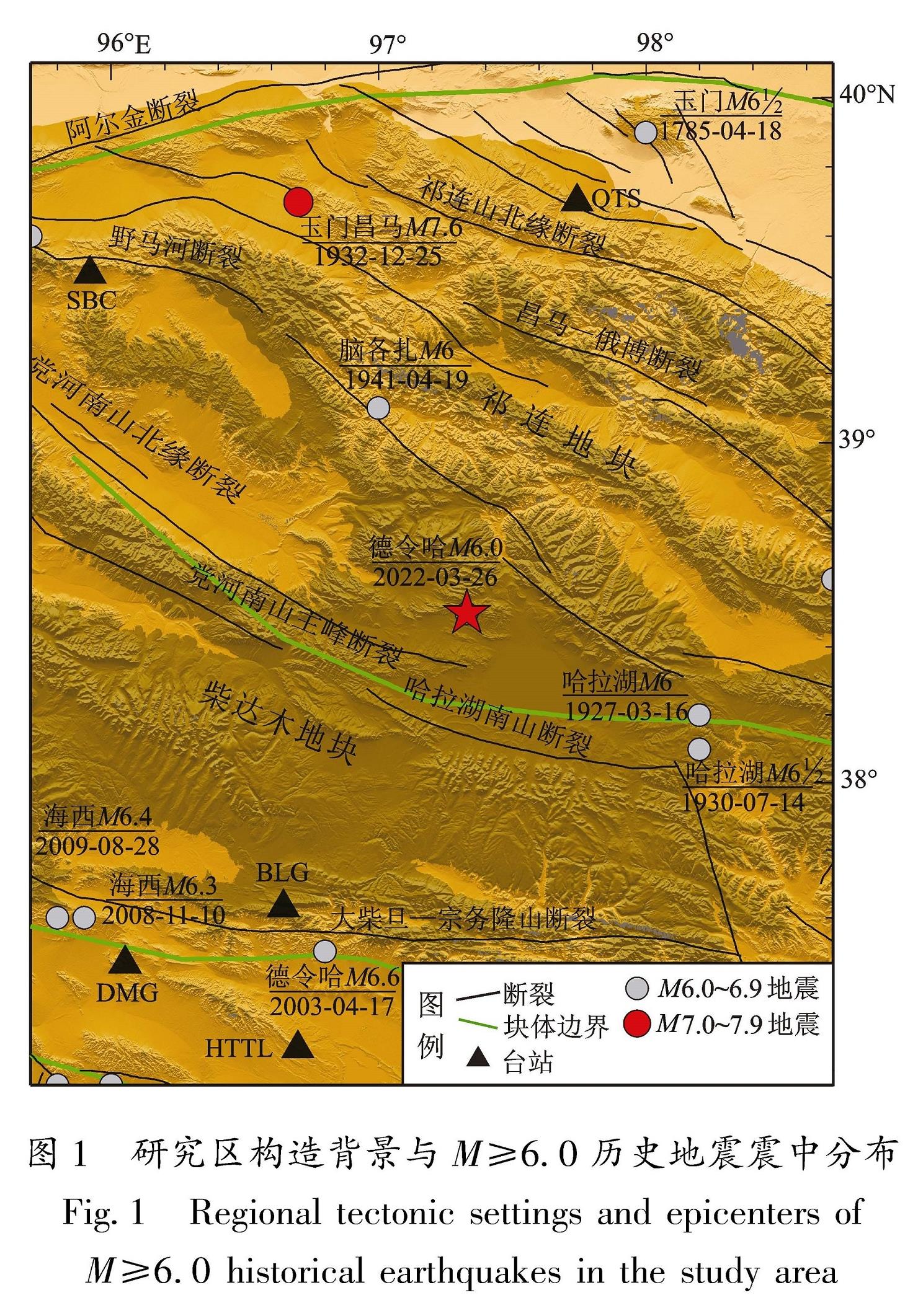 图1 研究区构造背景与M≥6.0历史地震震中分布<br/>Fig.1 Regional tectonic settings and epicenters of M≥6.0 historical earthquakes in the study area